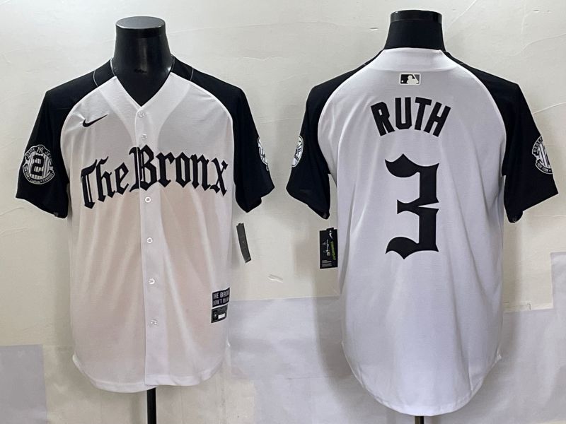 Men 2025 New York Yankees #3 Ruth White black Five generations Joint Name Nike MLB Jersey style 51